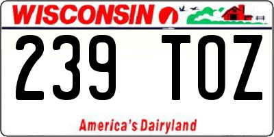 WI license plate 239TOZ