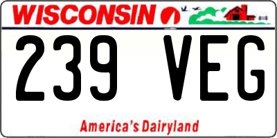 WI license plate 239VEG
