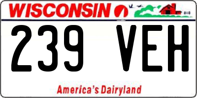 WI license plate 239VEH