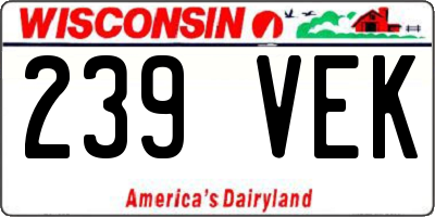 WI license plate 239VEK