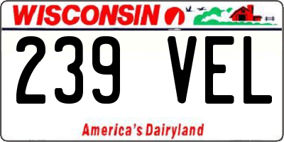 WI license plate 239VEL