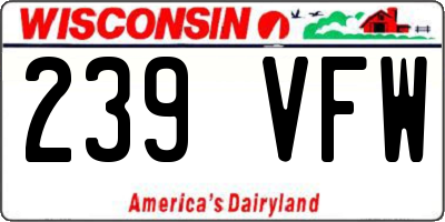 WI license plate 239VFW