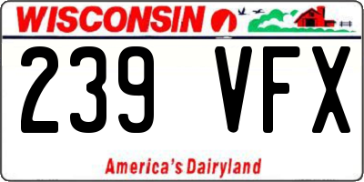 WI license plate 239VFX