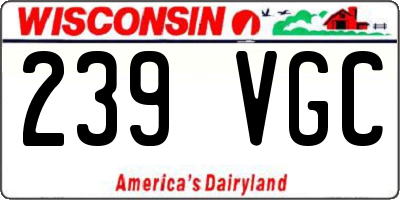 WI license plate 239VGC