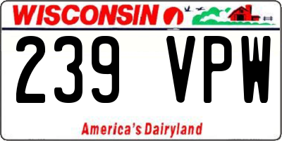 WI license plate 239VPW
