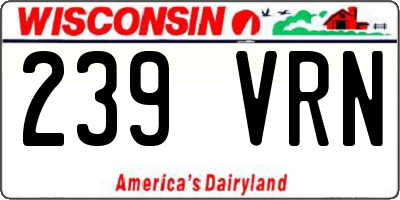 WI license plate 239VRN