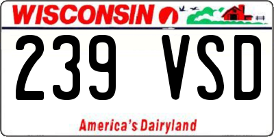 WI license plate 239VSD