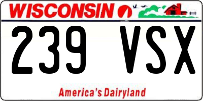 WI license plate 239VSX