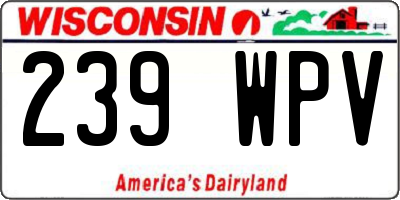 WI license plate 239WPV