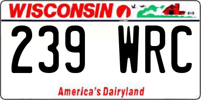WI license plate 239WRC