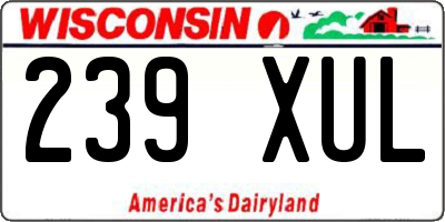 WI license plate 239XUL