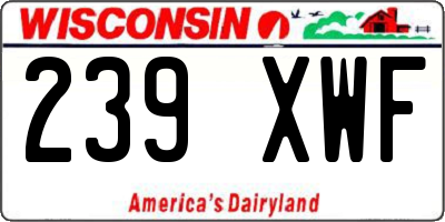 WI license plate 239XWF