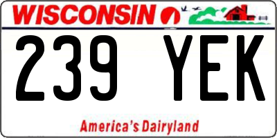 WI license plate 239YEK