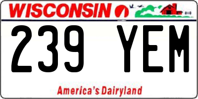 WI license plate 239YEM