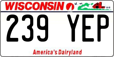 WI license plate 239YEP