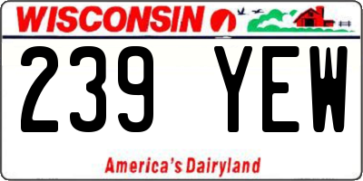 WI license plate 239YEW