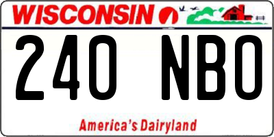WI license plate 240NBO