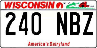 WI license plate 240NBZ