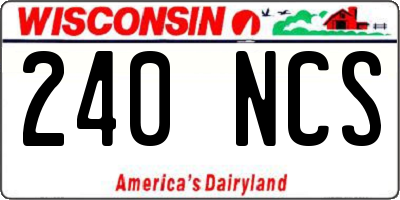 WI license plate 240NCS