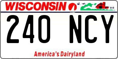 WI license plate 240NCY