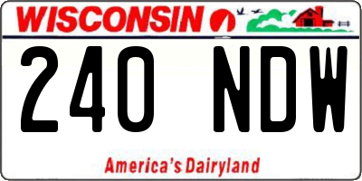 WI license plate 240NDW