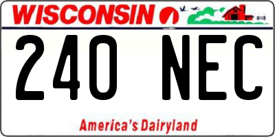 WI license plate 240NEC