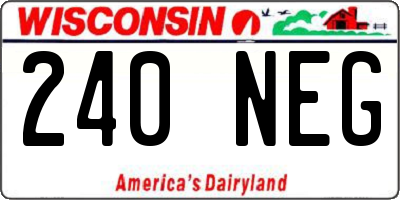 WI license plate 240NEG
