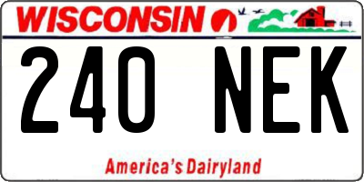 WI license plate 240NEK
