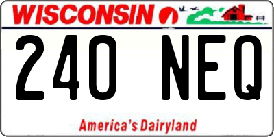 WI license plate 240NEQ