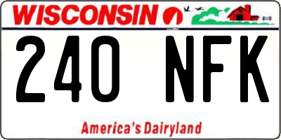 WI license plate 240NFK