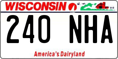WI license plate 240NHA