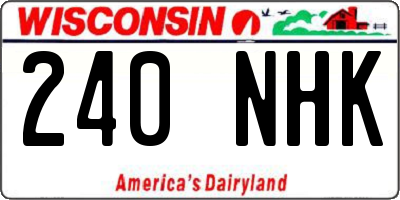 WI license plate 240NHK