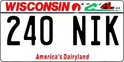 WI license plate 240NIK