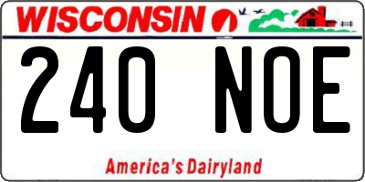 WI license plate 240NOE