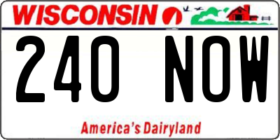 WI license plate 240NOW