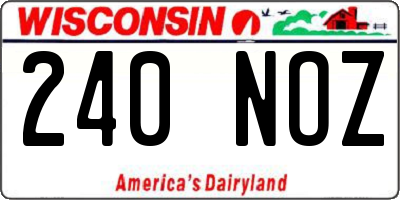 WI license plate 240NOZ