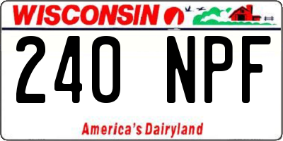 WI license plate 240NPF