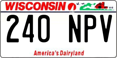 WI license plate 240NPV