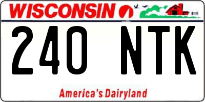 WI license plate 240NTK