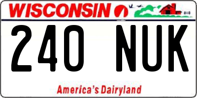 WI license plate 240NUK