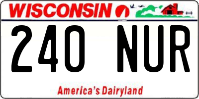 WI license plate 240NUR
