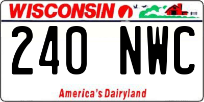 WI license plate 240NWC