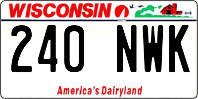 WI license plate 240NWK