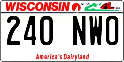 WI license plate 240NWO