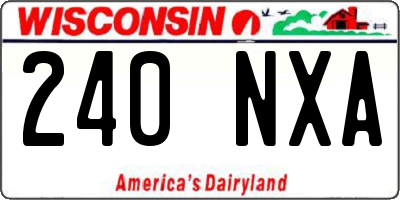 WI license plate 240NXA