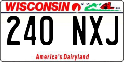 WI license plate 240NXJ