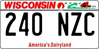 WI license plate 240NZC