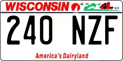WI license plate 240NZF