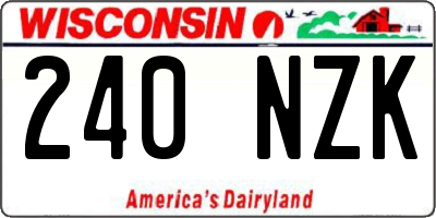 WI license plate 240NZK