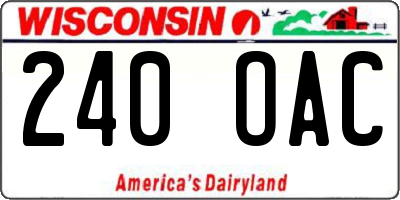 WI license plate 240OAC